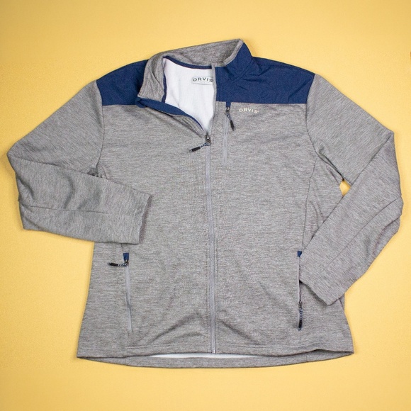 ORVIS Men's Bonded Mesh Fleece Full Zip Gray Jacket Men's Size XL - Picture 1 of 8